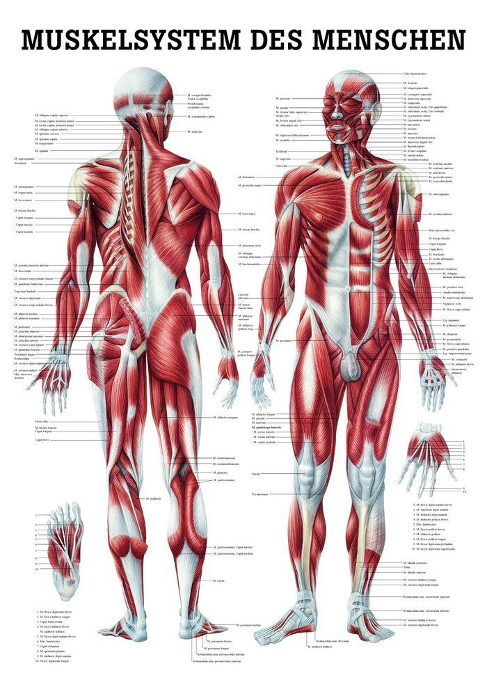 Muskelsystem, 50x70 cm, laminiert, Bestellnummer PO04/L, Rüdiger-Anatomie